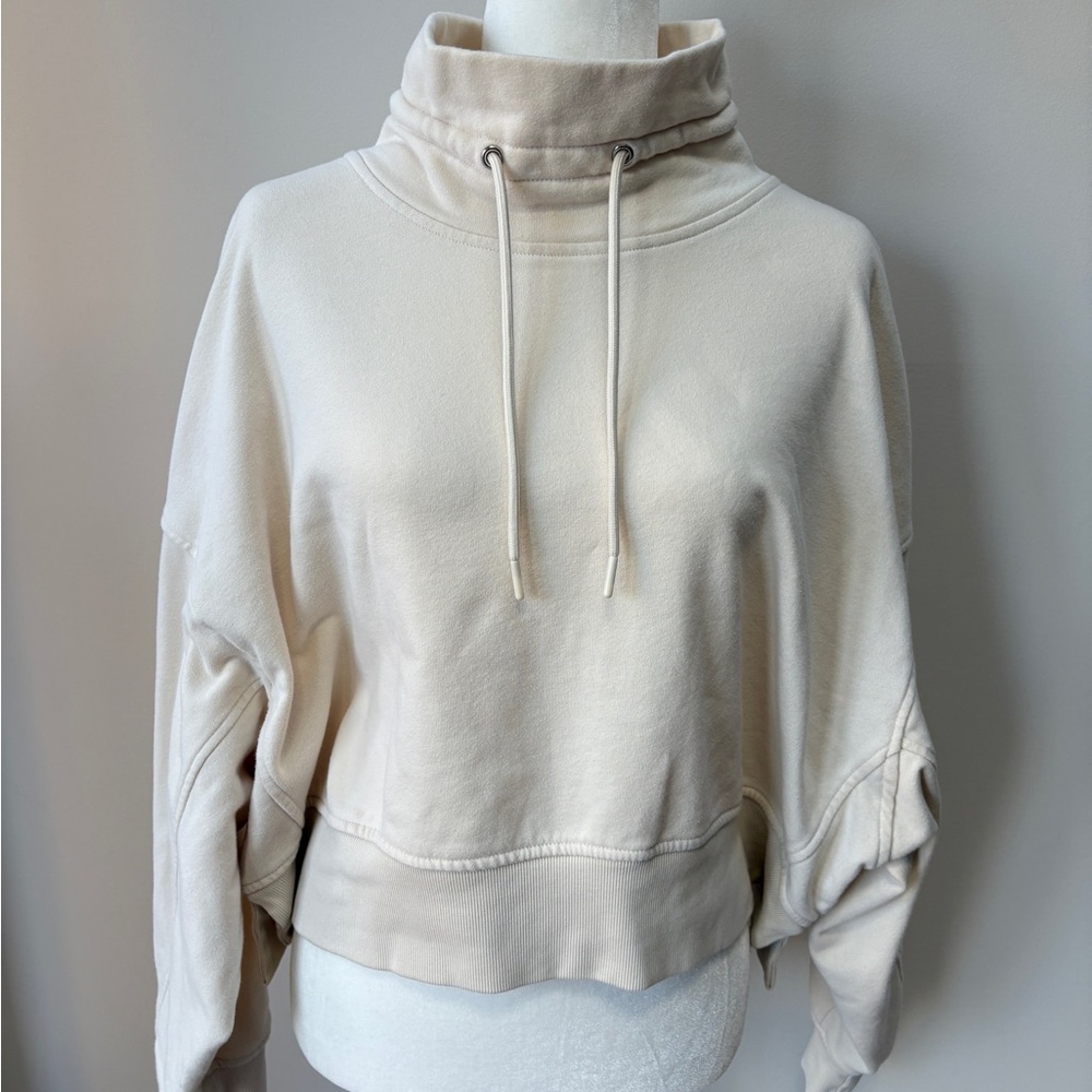 Old Navy Active Cream Funnel Mock Neck Cropped Sweatshirt